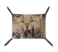 Rkklvbns Hanging Pets Hammock for Cage, Leopard Roars Cool Animal Pet Hammock Bed Soft, Cat Hammock, Washable Outdoor Mat, Comfortable Pet Cage Hammock with Adjustable Straps