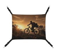 Rkklvbns Hanging Pets Hammock for Cage, Mountain Bike in The Evening Pet Hammock Bed Soft, Cat Hammock, Washable Outdoor Mat, Comfortable Pet Cage Hammock with Adjustable Straps