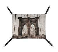 Rkklvbns Hanging Pets Hammock for Cage, Photo of Brooklyn Bridge Pet Hammock Bed Soft, Cat Hammock, Washable Outdoor Mat, Comfortable Pet Cage Hammock with Adjustable Straps