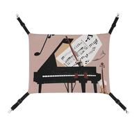 Rkklvbns Hanging Pets Hammock for Cage, Piano Violin Music Notes Pet Hammock Bed Soft, Cat Hammock, Washable Outdoor Mat, Comfortable Pet Cage Hammock with Adjustable Straps