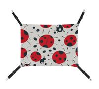 Rkklvbns Hanging Pets Hammock for Cage, Red Black Spotted Ladybug Pet Hammock Bed Soft, Cat Hammock, Washable Outdoor Mat, Comfortable Pet Cage Hammock with Adjustable Straps