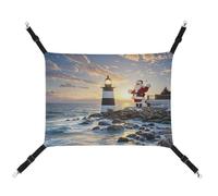 Rkklvbns Hanging Pets Hammock for Cage, Santa Claus Lighthouse Pet Hammock Bed Soft, Cat Hammock, Washable Outdoor Mat, Comfortable Pet Cage Hammock with Adjustable Straps