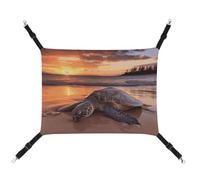 Rkklvbns Hanging Pets Hammock for Cage, Sea Turtle Sunset Pet Hammock Bed Soft, Cat Hammock, Washable Outdoor Mat, Comfortable Pet Cage Hammock with Adjustable Straps