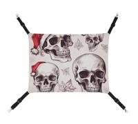 Rkklvbns Hanging Pets Hammock for Cage, Sketchy Skulls Pet Hammock Bed Soft, Cat Hammock, Washable Outdoor Mat, Comfortable Pet Cage Hammock with Adjustable Straps