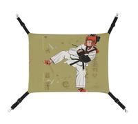 Rkklvbns Hanging Pets Hammock for Cage, Taekwondo Design Pet Hammock Bed Soft, Cat Hammock, Washable Outdoor Mat, Comfortable Pet Cage Hammock with Adjustable Straps