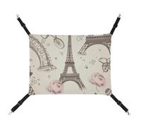 Rkklvbns Hanging Pets Hammock for Cage, The Eiffel Tower Pet Hammock Bed Soft, Cat Hammock, Washable Outdoor Mat, Comfortable Pet Cage Hammock with Adjustable Straps