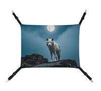 Rkklvbns Hanging Pets Hammock for Cage, The White Wolf on The Rock Pet Hammock Bed Soft, Cat Hammock, Washable Outdoor Mat, Comfortable Pet Cage Hammock with Adjustable Straps