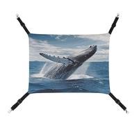Rkklvbns Hanging Pets Hammock for Cage, Whale Above Sea Water in The Ocean Pet Hammock Bed Soft, Cat Hammock, Washable Outdoor Mat, Comfortable Pet Cage Hammock with Adjustable Straps