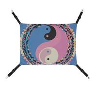 Rkklvbns Hanging Pets Hammock for Cage, Yin Yang Pattern Pet Hammock Bed Soft, Cat Hammock, Washable Outdoor Mat, Comfortable Pet Cage Hammock with Adjustable Straps