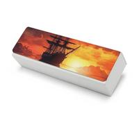 Rkklvbns Hard Shell Eyeglasses Cases for Desk, Protector Sunglasses Box, Large Glasses Case for Woman Man, Protective Case for Glasses, A Sailing Boat on The Water Eyeglass Boxs with Cleaning Cloth