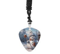 Rkklvbns Hardworking Snowman Guitar Pick Holder Necklace for Women, Personalized Bass Pick Pendant for Men, Rock Music Picks Necklace with Chain for Party, Music Inspired Gift