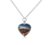 Rkklvbns Heart Pet Ashes Urn Necklace with Funnel Kit, Waterproof, Fashion | New York City Scenery Dog Cat Cremation Jewelry for Gift, Urn Holder Pendant Keepsake, Personalized