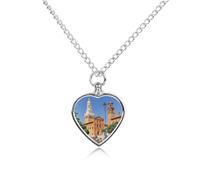 Rkklvbns Heart Pet Ashes Urn Necklace with Funnel Kit, Waterproof, Fashion | Spanish Cities Dog Cat Cremation Jewelry for Gift, Urn Holder Pendant Keepsake, Personalized