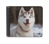 Rkklvbns Husky Piquant Dog Leather Wallets RFID Blocking Slim Front Pocket Wallet Leather Money Clip, Stylish Mens Bifold Wallet Credit Card Holder Gift for Men