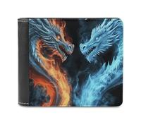 Rkklvbns Ice And Fire Dragons Leather Wallets RFID Blocking Slim Front Pocket Wallet Leather Money Clip, Stylish Mens Bifold Wallet Credit Card Holder Gift for Men