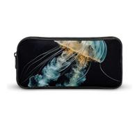 Rkklvbns Jellyfish Large Pencil Case Portable Pencil Bag with Zipper Stationery Organizer Simple Storage Aesthetic Stationery for Office College Adult Use
