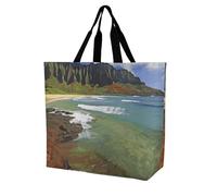 Rkklvbns Kauai Hawaii Seashore Women Tote Bag Shoulder Grocerie Bags Portable Storage Handbag Lightweight Durable for Work Travel Casual Bag
