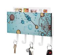 Rkklvbns Key Holder Abstraction Biology Chemistry Wall Mounted Key Rack with 5 Hooks Mail Organizer Wall Mount Hanging Key Hook Home Decor for Office Entryway Kitchen