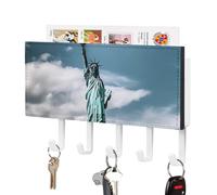 Rkklvbns Key Holder Statue of Liberty in NYC Wall Mounted Key Rack with 5 Hooks Mail Organizer Wall Mount Hanging Key Hook Home Decor for Office Entryway Kitchen