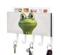 Rkklvbns Key Holder The Funny Frog Doing Yoga Wall Mounted Key Rack with 5 Hooks Mail Organizer Wall Mount Hanging Key Hook Home Decor for Office Entryway Kitchen