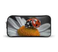 Rkklvbns Ladybug Daisy Large Pencil Case Portable Pencil Bag with Zipper Stationery Organizer Simple Storage Aesthetic Stationery for Office College Adult Use