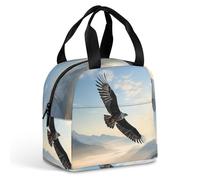 Rkklvbns Large Capacity Insulated Bags for Picnic, Foldable Tote Box with Handle, Reusable Eagle Mountains Meal Carrier for Unisex, Lightweight Lunch Bag with Zipper for Beach
