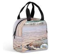 Rkklvbns Large Capacity Insulated Bags for Picnic, Foldable Tote Box with Handle, Reusable Ocean Beach Mussel Pearl Meal Carrier for Unisex, Lightweight Lunch Bag with Zipper for Beach