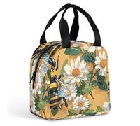 Rkklvbns Large Capacity Insulated Bags for Picnic, Foldable Tote Box with Handle, Reusable Spring Summer Bee Meal Carrier for Unisex, Lightweight Lunch Bag with Zipper for Beach