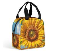 Rkklvbns Large Capacity Insulated Bags for Picnic, Foldable Tote Box with Handle, Reusable Sunflower Blooming Flowers Plants Meal Carrier for Unisex, Lightweight Lunch Bag with Zipper for Beach
