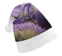 Rkklvbns Lavender Field Bike Christmas Hat Personalization Party Headwear Funny Santa Claus Hat Comfort Classic Adults Christmas Hats For Festive Holiday Party Supplies