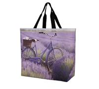 Rkklvbns Lavender Field Bike Women Tote Bag Shoulder Grocerie Bags Portable Storage Handbag Lightweight Durable for Work Travel Casual Bag