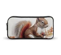 Rkklvbns Leaves And Squirrel Large Pencil Case Portable Pencil Bag with Zipper Stationery Organizer Simple Storage Aesthetic Stationery for Office College Adult Use