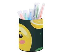 Rkklvbns Lemon Fruit Pen Holder Round Desk Pen Holder Stylish Office Desk Decor Makeup Brush Holder Multifunctional Storage Box for Office Home Art Supply