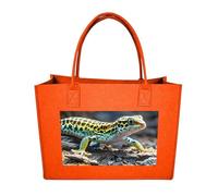 Rkklvbns Leopard Little Gecko Tote Bag for Unisex, Felt Shopping Case, Reusable Shoulder Bags with Handles, Handbag, Fruit Orange, One Size