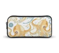 Rkklvbns Light Yellow Fish Large Pencil Case Portable Pencil Bag with Zipper Stationery Organizer Simple Storage Aesthetic Stationery for Office College Adult Use