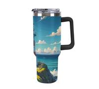 Rkklvbns Lighthouse Diamond Paint Travel Coffee Cup, 40 Oz Tumbler with Handle And Straw Lid, Leak-proof Large Capacity Car Cup, Keeps Cold Or Hot for Gym, Travel Sports