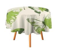 Rkklvbns Lime Green Butterfly Tablecloth for Wedding, Washable Table Cloth for Restaurant, Round Polyester Table Cover 70x70in for Party, Waterproof Tablecloth for Banquet, Holiday Decor
