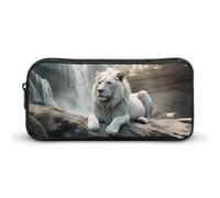 Rkklvbns Lion on Rock Large Pencil Case Portable Pencil Bag with Zipper Stationery Organizer Simple Storage Aesthetic Stationery for Office College Adult Use