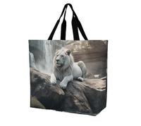 Rkklvbns Lion on Rock Women Tote Bag Shoulder Grocerie Bags Portable Storage Handbag Lightweight Durable for Work Travel Casual Bag