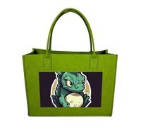 Rkklvbns Little Green Dragon's Egg Tote Bag for Unisex, Felt Shopping Case, Reusable Shoulder Bags with Handles, Handbag, Light Green, One Size