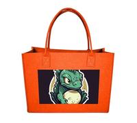 Rkklvbns Little Green Dragon's Egg Tote Bag for Unisex, Felt Shopping Case, Reusable Shoulder Bags with Handles, Handbag, Fruit Orange, One Size