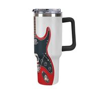 Rkklvbns Magic Electric Guitar Travel Coffee Cup, 40 Oz Tumbler with Handle And Straw Lid, Leak-proof Large Capacity Car Cup, Keeps Cold Or Hot for Gym, Travel Sports