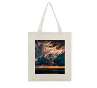 Rkklvbns Magnificent Rainstorm Cloud Tote Bags for Shopping, Reusable Canvas Shoulder Bag for Work, Lightweight Casual Handbags with Strap for Travel, Camping, Beach, Fitness, Activity