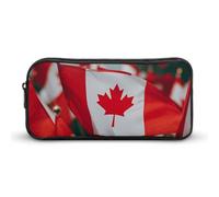 Rkklvbns Many Small Canadian Flags Large Pencil Case Portable Pencil Bag with Zipper Stationery Organizer Simple Storage Aesthetic Stationery for Office College Adult Use