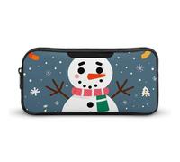 Rkklvbns Merry Christmas Cute Snowman Large Pencil Case Portable Pencil Bag with Zipper Stationery Organizer Simple Storage Aesthetic Stationery for Office College Adult Use