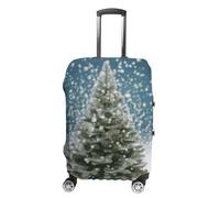 Rkklvbns Merry Christmas Pine Tree Luggage Cover for Travel, Washable Suitcase Protector for Home, Anti Scratch Luggage Covers with Zippers on Both Sides, Stretchable Outdoor Accessories, white, Small