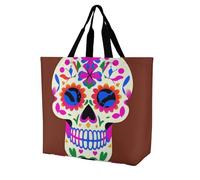 Rkklvbns Mexican Skull Women Tote Bag Shoulder Grocerie Bags Portable Storage Handbag Lightweight Durable for Work Travel Casual Bag