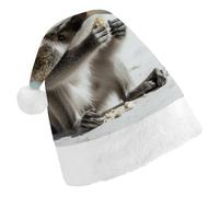Rkklvbns Monkey on The Ground Christmas Hat Personalization Party Headwear Funny Santa Claus Hat Comfort Classic Adults Christmas Hats For Festive Holiday Party Supplies