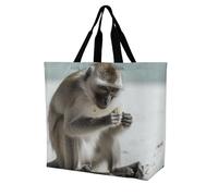 Rkklvbns Monkey on The Ground Women Tote Bag Shoulder Grocerie Bags Portable Storage Handbag Lightweight Durable for Work Travel Casual Bag