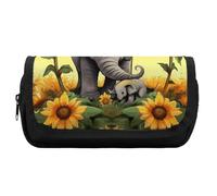 Rkklvbns Mother And Baby Elephant Sunflowers Pencil Case Double Large Capacity Pencil Box Durable Pen Bag with Zipper Multi-Slot Pen Pouch Stylish Office Storage Box